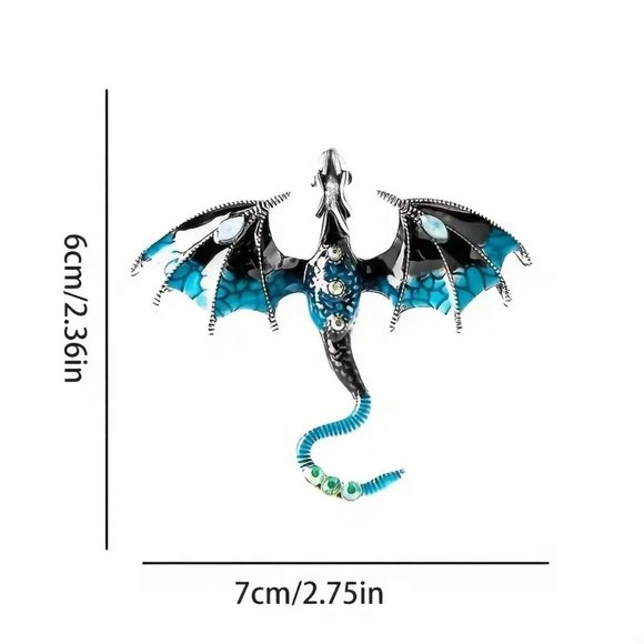 Large Dragon Brooch Pin or Pendant Enamel Rhinestones Magical Choose Versitile - Picture 3 of 5